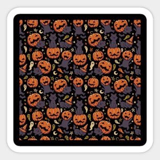 Pumpkin Field Black Cat Autumn Halloween by Tobe Fonseca Sticker